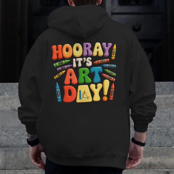 Back To School Hooray It's Art Day Art Teacher Artist Men Zip Up Hoodie Back Print, funny design