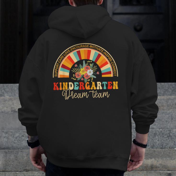 Back To School Kindergarten Dream Team Teacher Love Floral Men Zip Up Hoodie Back Print, funny design