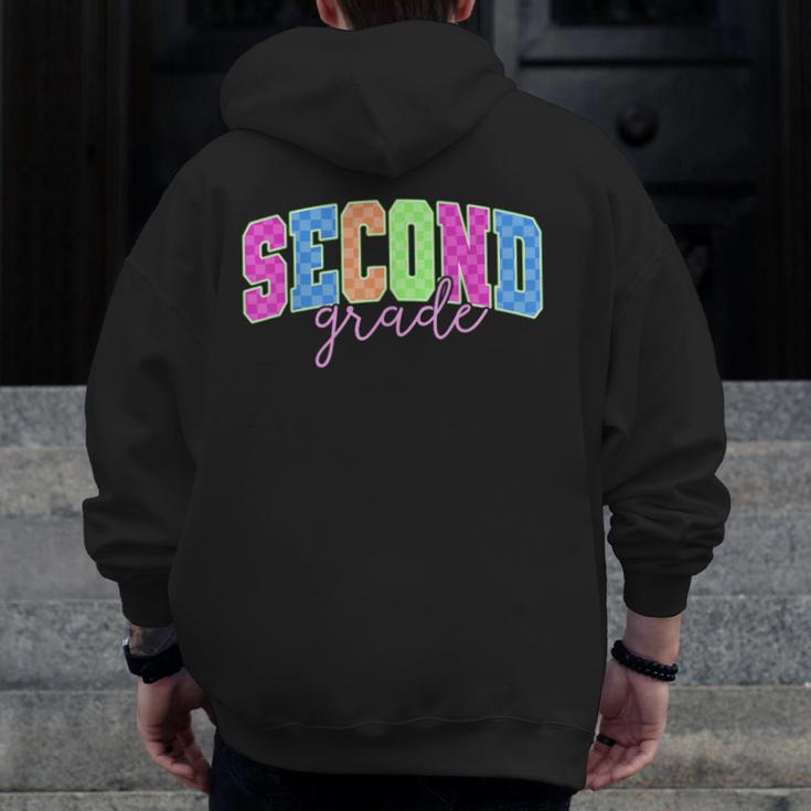 Back To School Neon Checkered Second Grade Colorful Teacher Men Zip Up Hoodie Back Print, funny design Back To School Neon Checkered Second Grade Colorful Teacher Men Zip Up Hoodie Back Print, funny design