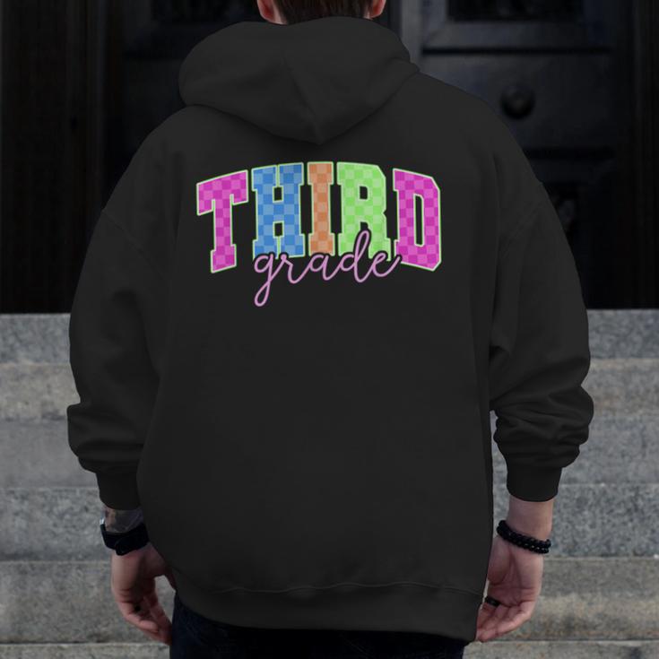 Back To School Neon Checkered Third Grade Colorful Teacher Men Zip Up Hoodie Back Print, funny design Back To School Neon Checkered Third Grade Colorful Teacher Men Zip Up Hoodie Back Print, funny design