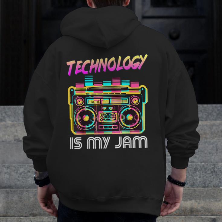 Back To School Retro Technology Is My Jam 80's Teacher Men Zip Up Hoodie Back Print, funny design Back To School Retro Technology Is My Jam 80's Teacher Men Zip Up Hoodie Back Print, funny design