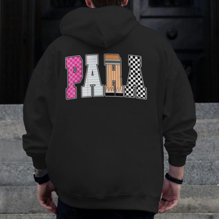 Back To School Teacher Para Preppy Checkered Para Life Men Zip Up Hoodie Back Print, funny design Back To School Teacher Para Preppy Checkered Para Life Men Zip Up Hoodie Back Print, funny design