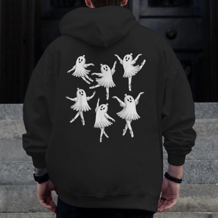 Ballet Ghost Dancer Spooky Dance Teacher Halloween Costume Men Zip Up Hoodie Back Print, funny design