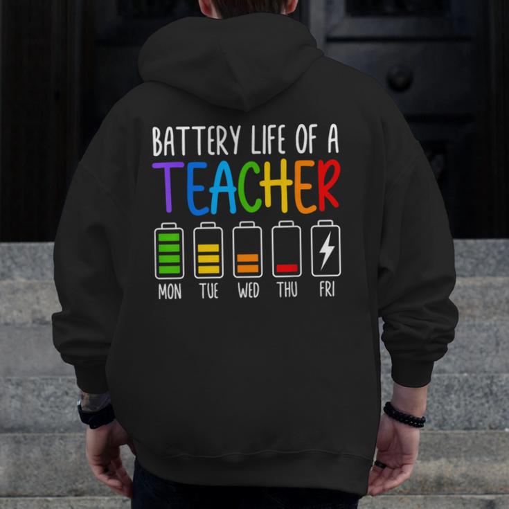 Battery Life Of A Teacher School Teacher Appreciation Men Zip Up Hoodie Back Print, funny design Battery Life Of A Teacher School Teacher Appreciation Men Zip Up Hoodie Back Print, funny design