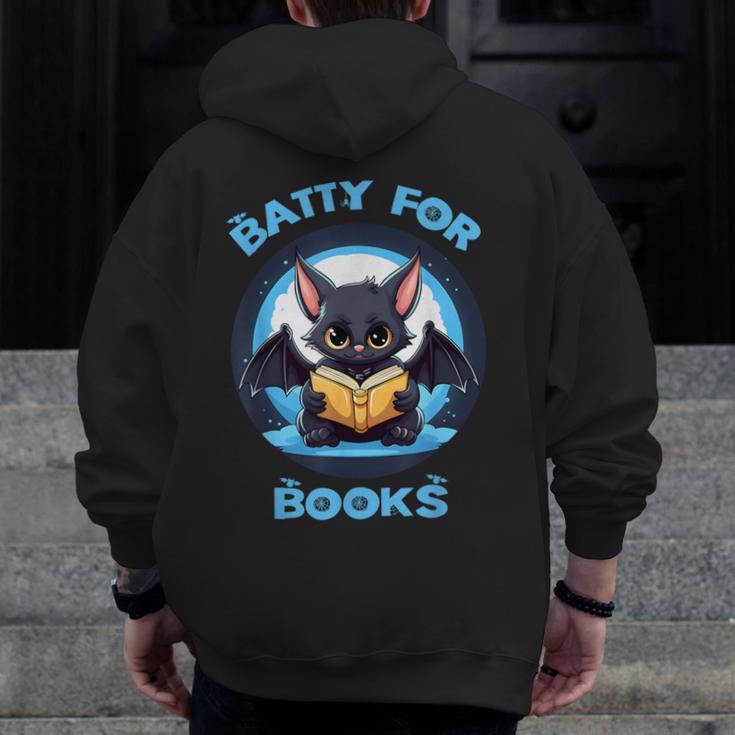 Batty About Books Lover Teacher Librarian Bookish Halloween For Men Women Kids Men Zip Up Hoodie Back Print, funny design Batty About Books Lover Teacher Librarian Bookish Halloween For Men Women Kids Men Zip Up Hoodie Back Print, funny design
