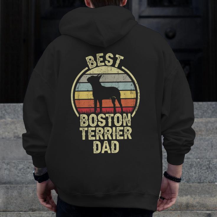 Best Dog Father Dad Vintage Boston Terrier For Men Women Men Zip Up Hoodie Back Print, Couple Gifts, Boston Terrier Dad Gifts, funny design