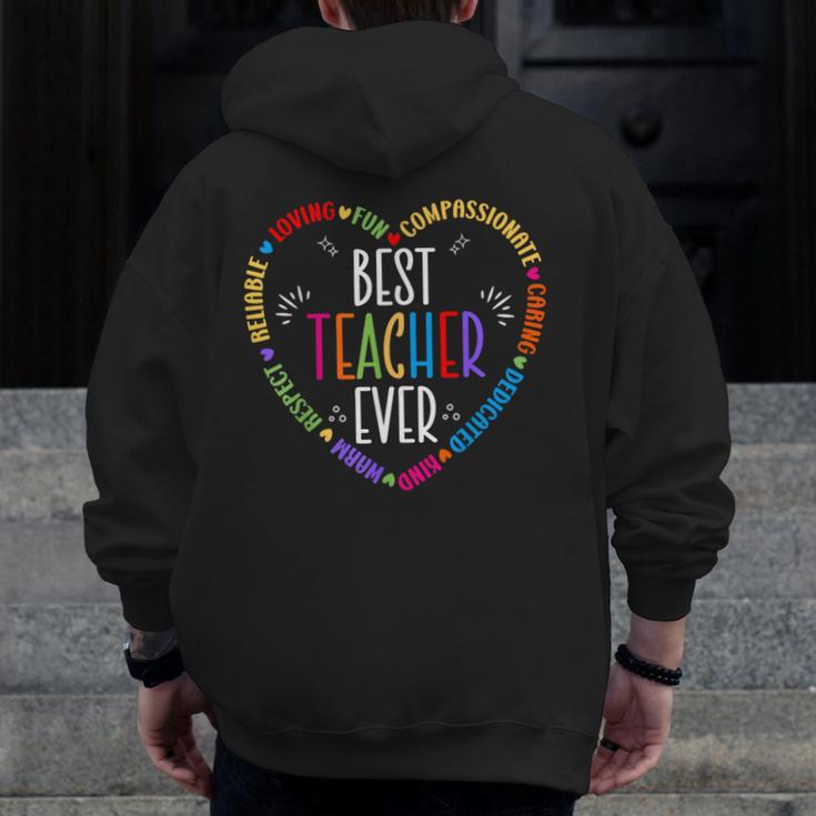 Best Teacher Ever Teacher Motivational Appreciation Men Zip Up Hoodie Back Print, funny design