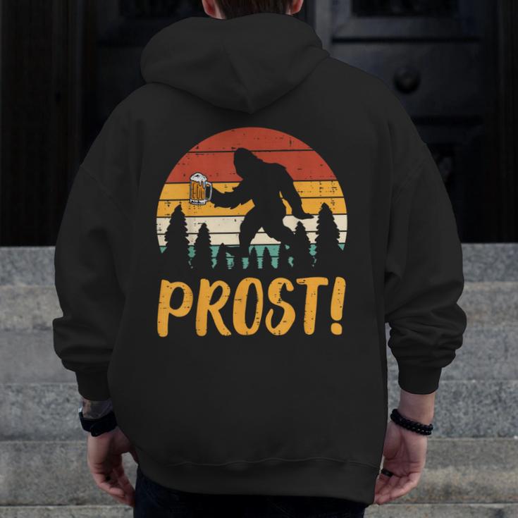 Bigfoot Sasquatch Prost Retro Bavarian Oktoberfest Men Women Men Zip Up Hoodie Back Print, funny design