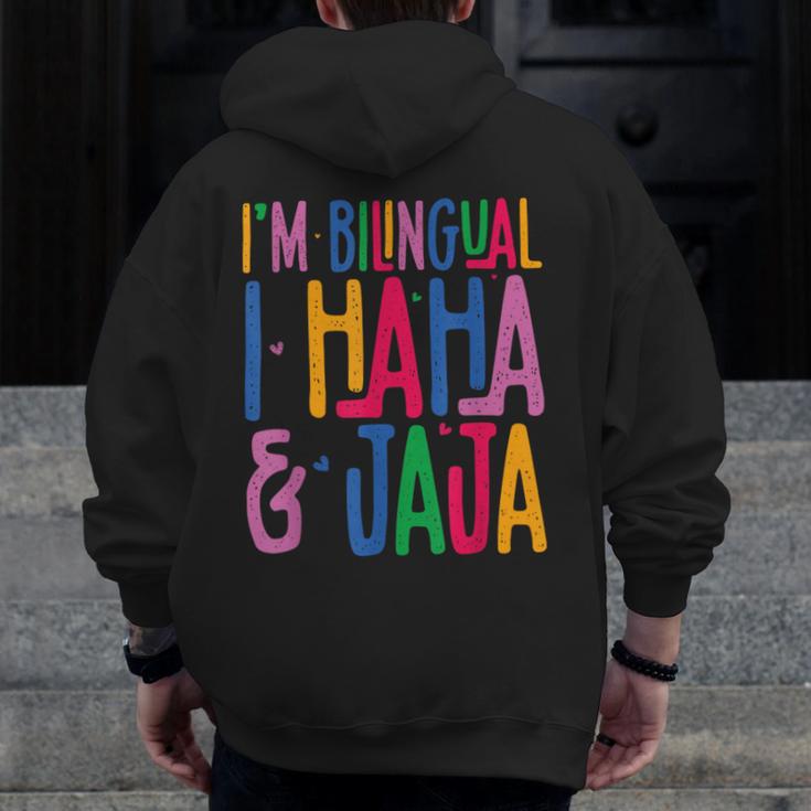 I Am Bilingual I Haha And Jaja Latina Latino Spanish Teacher Men Zip Up Hoodie Back Print, funny design