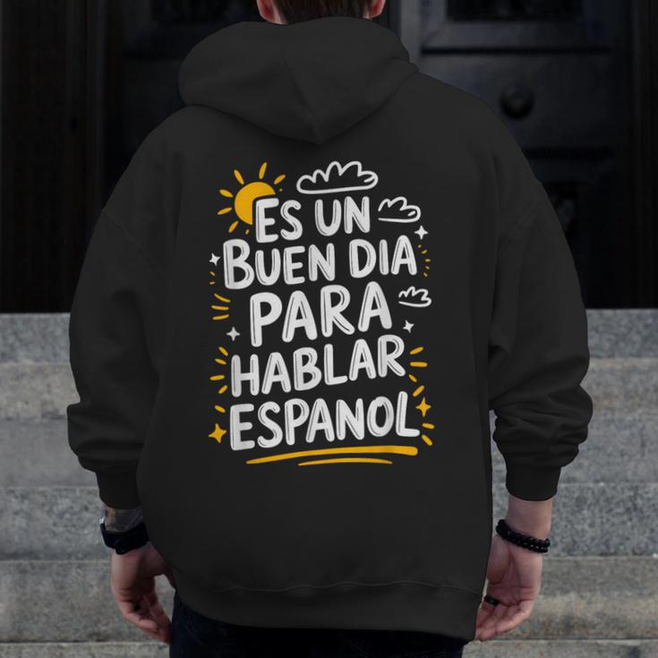 Bilingual Teacher Maestra Spanish Teacher Men Zip Up Hoodie Back Print, funny design