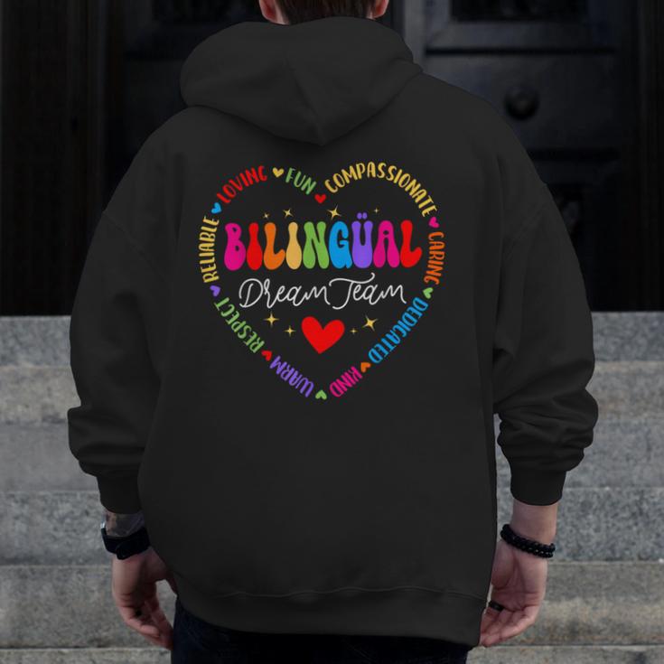 Bilingues Dream Team Dual Language Bilingual Crew Teacher Men Zip Up Hoodie Back Print, funny design Bilingues Dream Team Dual Language Bilingual Crew Teacher Men Zip Up Hoodie Back Print, funny design