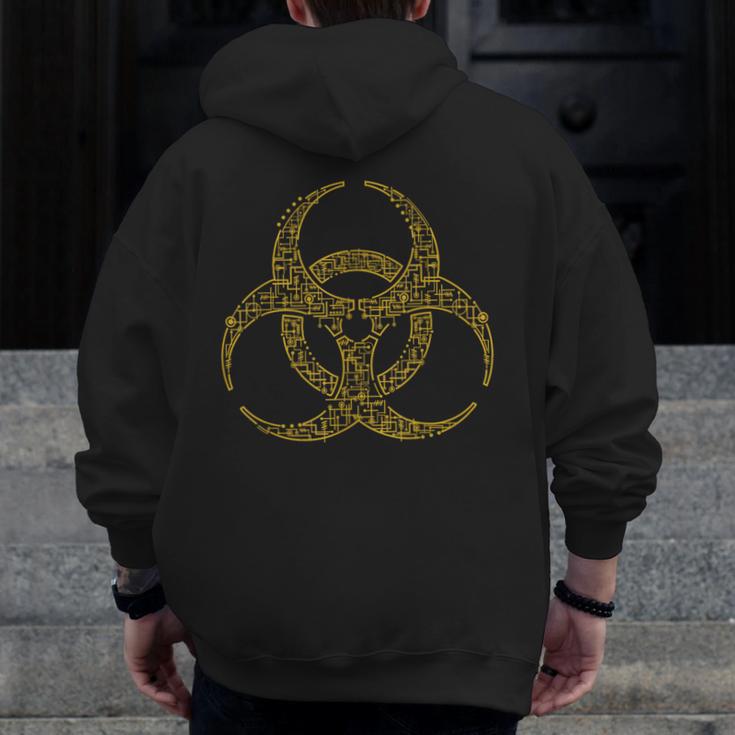 Bioengineering Biology Teacher Toxic Symbol Biohazard For Men Women Girls Kids Men Zip Up Hoodie Back Print, funny design