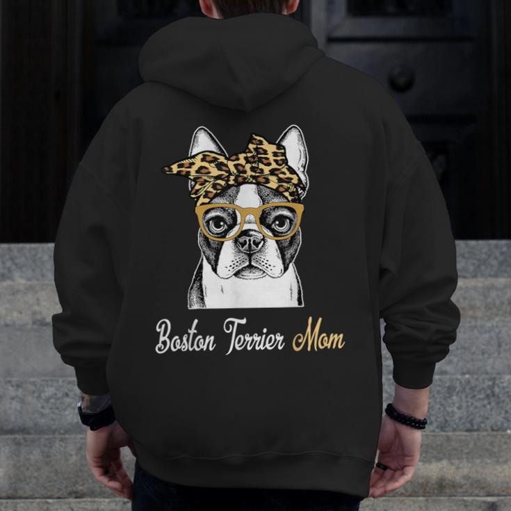 Birthday And Mother's Day -Boston Terrier Mom Men Zip Up Hoodie Back Print, Couple Gifts, Mom Gifts, funny design