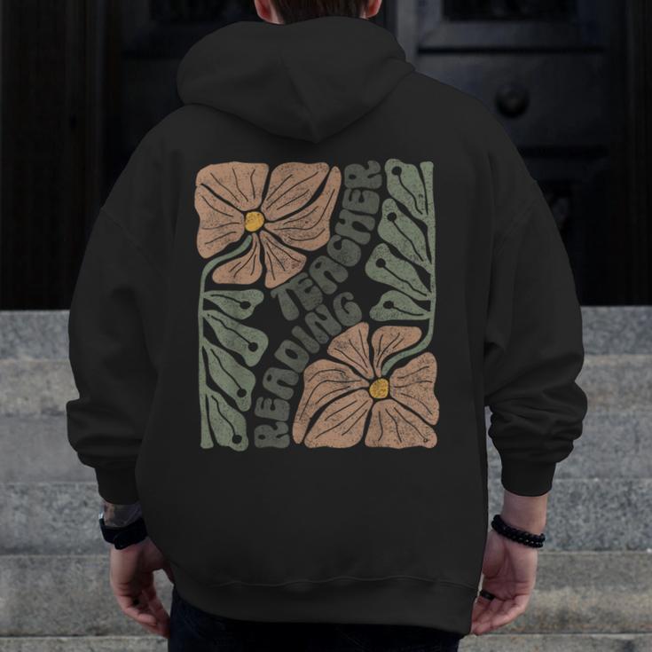 Boho Floral Reading Teacher Retro Reading Specialist Wildfl Men Zip Up Hoodie Back Print, funny design Boho Floral Reading Teacher Retro Reading Specialist Wildfl Men Zip Up Hoodie Back Print, funny design