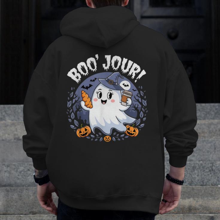 Boo Jour Ghost Halloween French Teacher Cute Coffe Croissant Men Zip Up Hoodie Back Print, funny design Boo Jour Ghost Halloween French Teacher Cute Coffe Croissant Men Zip Up Hoodie Back Print, funny design