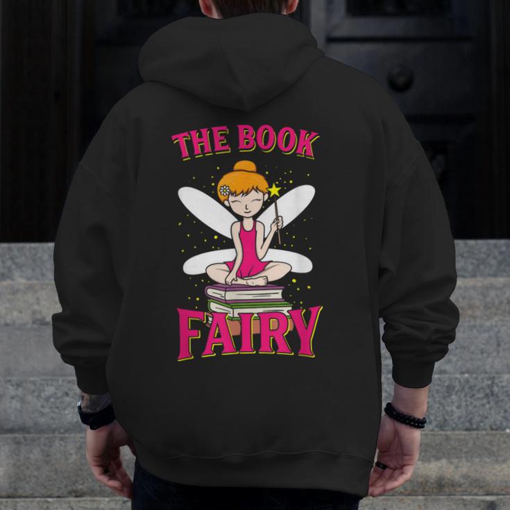 The Book Fairy Reading Teacher Librarian T-Shirt Men Zip Up Hoodie Back Print, funny design