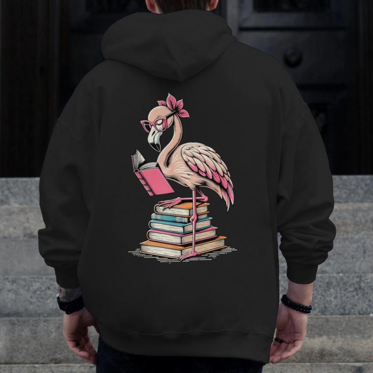 Book Lover Cute Flamingo Reading Teacher Librarian Women Men Zip Up Hoodie Back Print, funny design Book Lover Cute Flamingo Reading Teacher Librarian Women Men Zip Up Hoodie Back Print, funny design