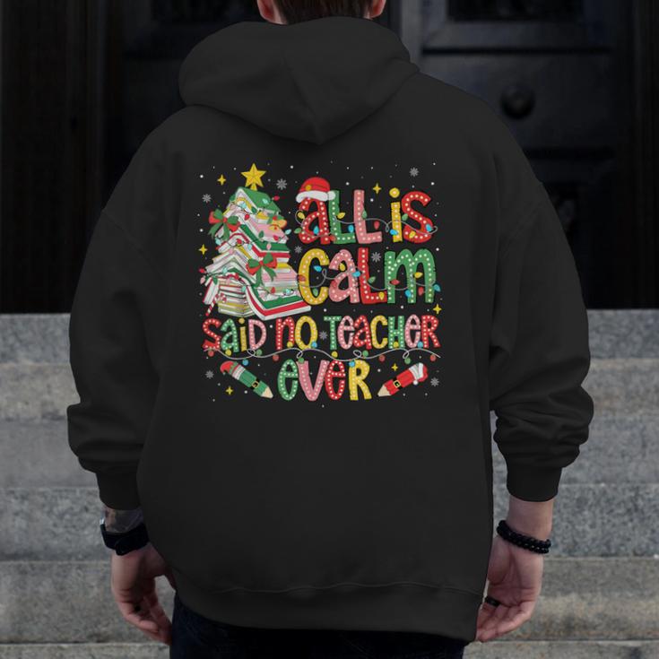 Book Tree All Is Calm Said No Teacher Ever Christmas Men Zip Up Hoodie Back Print, funny design
