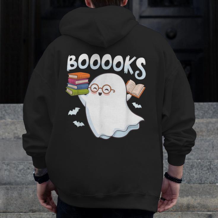 Books Halloween Librarian Teacher Reader Reading Book Lover Men Zip Up Hoodie Back Print, funny design