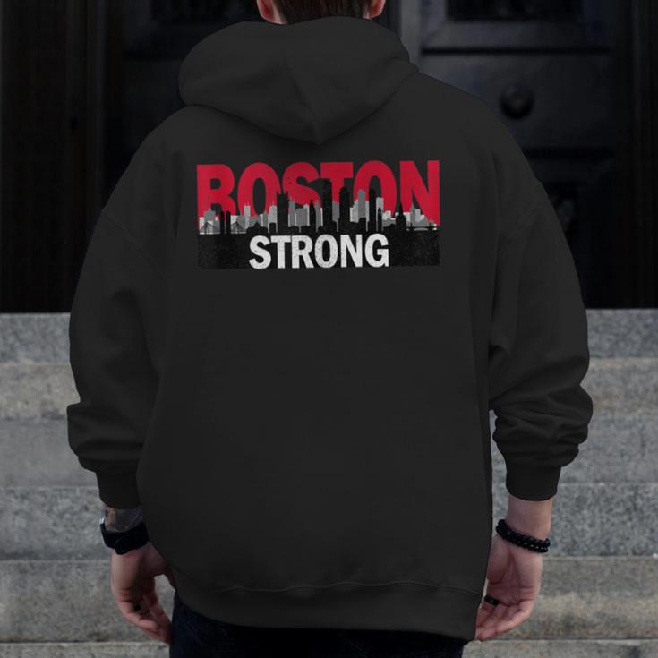 Boston Strong Logo Vintage Boston City Skyline Men Zip Up Hoodie Back Print, funny design