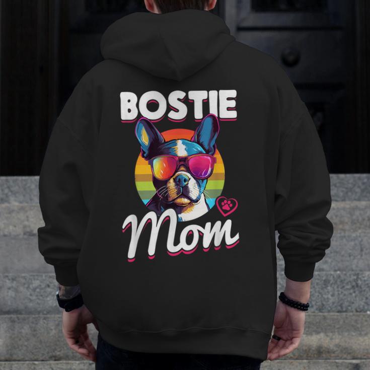 Boston Terrier Bostie Dog Breed Pet Bostie Mom Men Zip Up Hoodie Back Print, Couple Gifts, Mom Gifts, Boston Terrier Mom Gifts, funny design