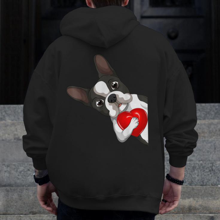 Boston Terrier Bostie Dog Kids Women Girls Men Zip Up Hoodie Back Print, funny design