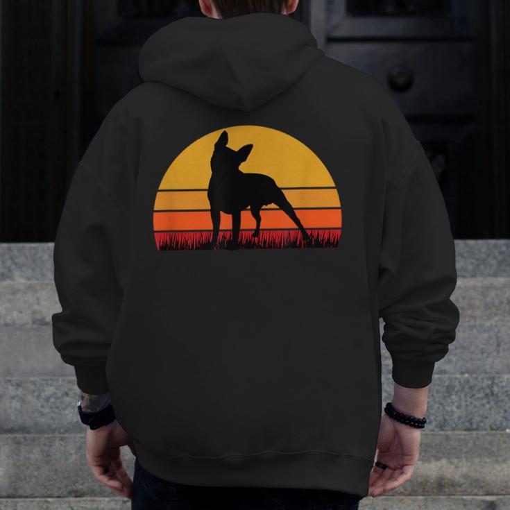 Boston Terrier Bostie Sunset Retro Dog Pet Mom Dad Men Zip Up Hoodie Back Print, Couple Gifts, Mom Gifts, Boston Terrier Dad Gifts, Boston Terrier Mom Gifts, funny design