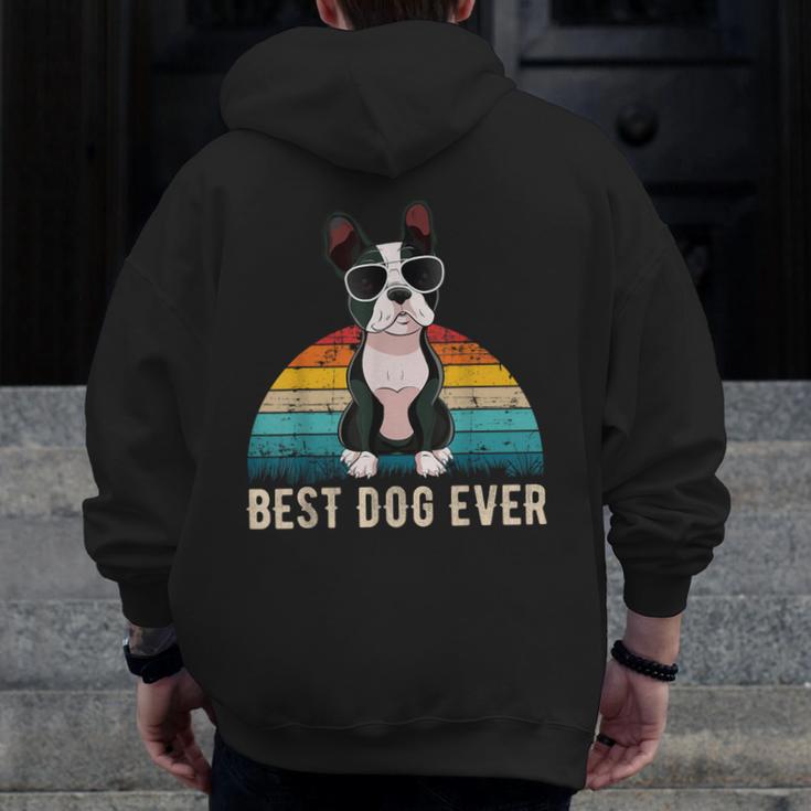 Boston Terrier Boston-Bulldog For Men Women Girls Kids Men Zip Up Hoodie Back Print, funny design