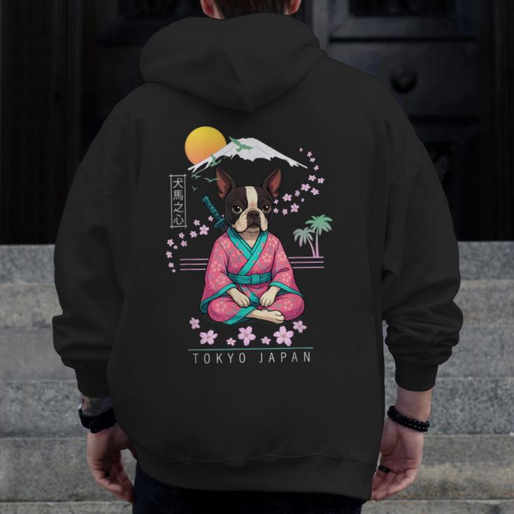Boston Terrier Boston Bull Terrier Men Zip Up Hoodie Back Print, funny design