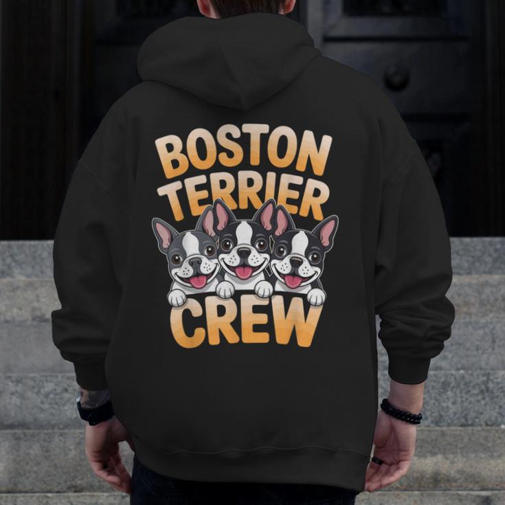 Boston Terrier Crew Cartoon For Dog Owner Pet Boston Terrier Men Zip Up Hoodie Back Print, funny design