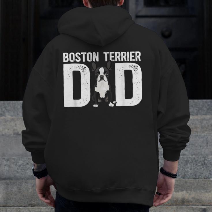 Boston Terrier Dad Of A Bostie Dad Bostie Father Men Zip Up Hoodie Back Print, Couple Gifts, Boston Terrier Dad Gifts, funny design