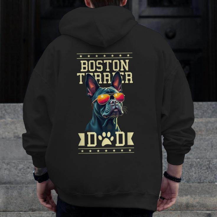 Boston Terrier Dad Boston Bull Bostie Dog Men Zip Up Hoodie Back Print, Couple Gifts, Boston Terrier Dad Gifts, funny design