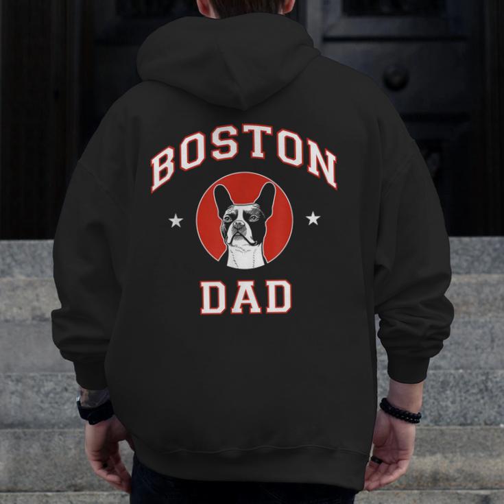 Boston Terrier Dad Dog Father For Men Women Kids Men Zip Up Hoodie Back Print, Couple Gifts, Boston Terrier Dad Gifts, funny design