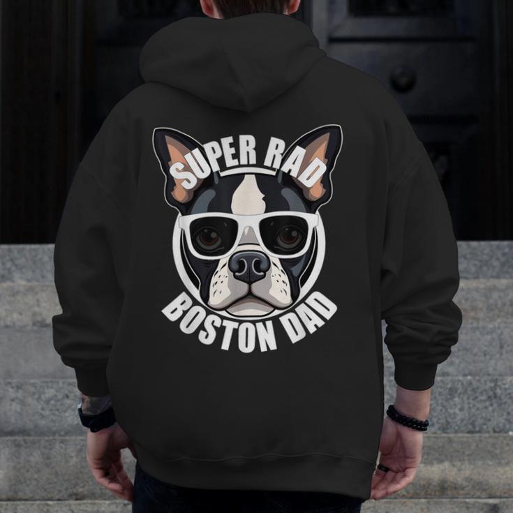 Boston Terrier Dad Father’s Day Dog Dad Men’s Men Zip Up Hoodie Back Print, Couple Gifts, Boston Terrier Dad Gifts, funny design