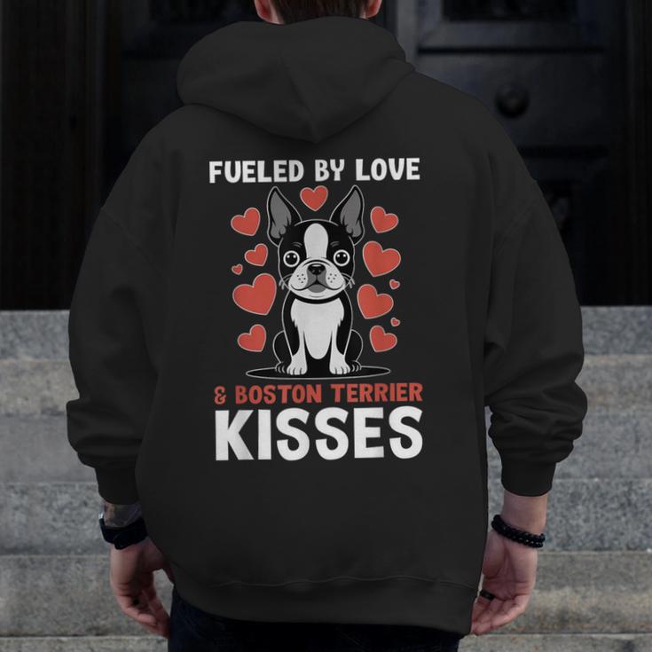 Boston Terrier Dog Men Zip Up Hoodie Back Print, funny design