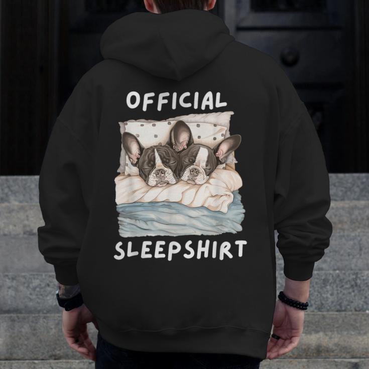 Boston Terrier Dog Official Sleepshirt Pajamas Nightgown Men Women Girls Kids Men Zip Up Hoodie Back Print, funny design
