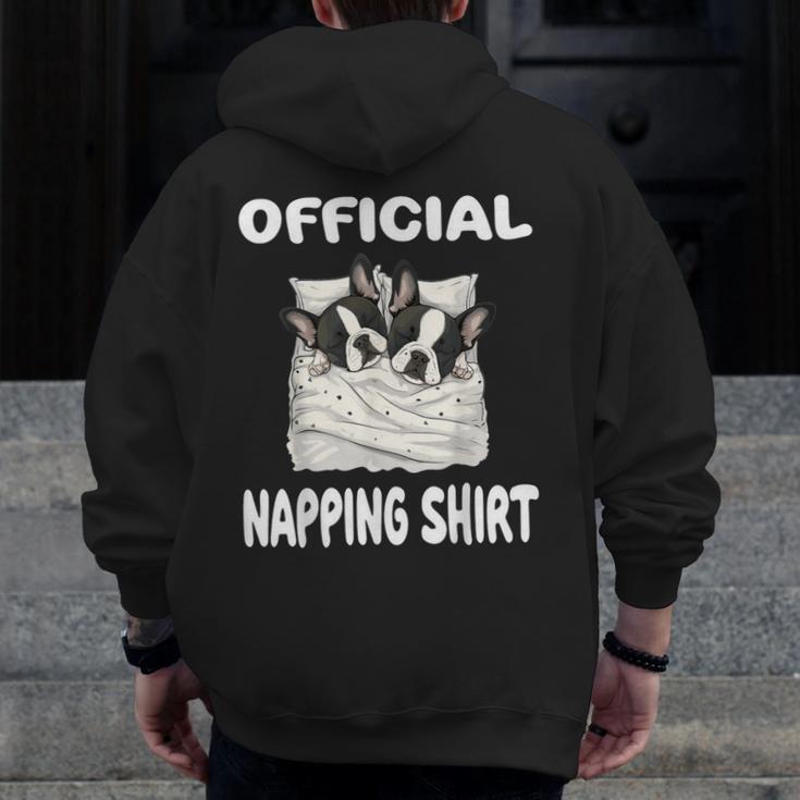 Boston Terrier Dog Official Sleepshirt Pajamas Nightgown For Men Women Kids Men Zip Up Hoodie Back Print, funny design