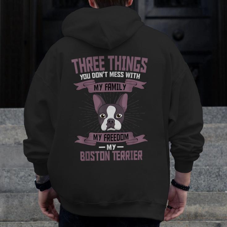 Boston Terrier Don't Mess With American Gentleman Dog Lover Men Zip Up Hoodie Back Print, American Boston Terrier Gifts, funny design