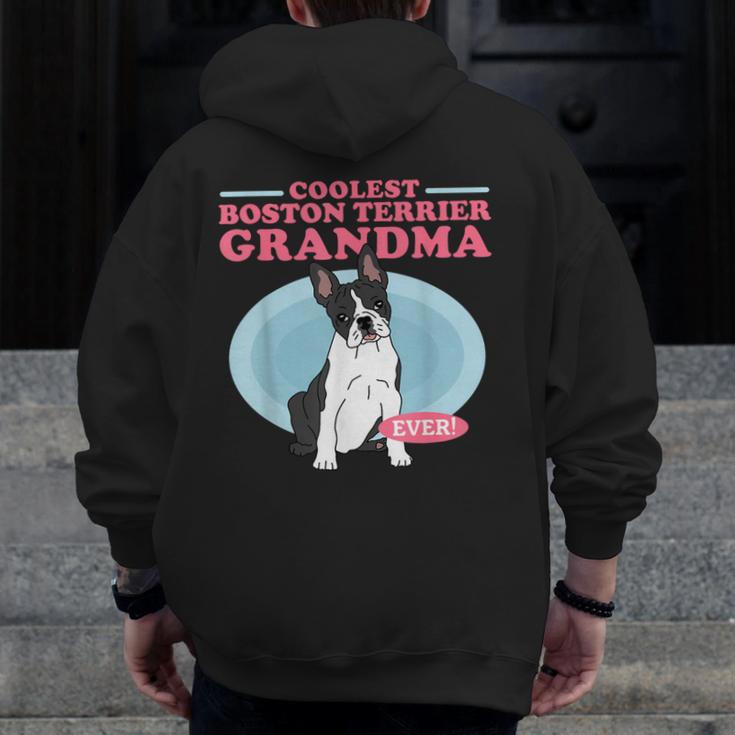 Boston Terrier Grandma Bostie Dog Owner Boston Terrier Men Women Men Zip Up Hoodie Back Print, funny design
