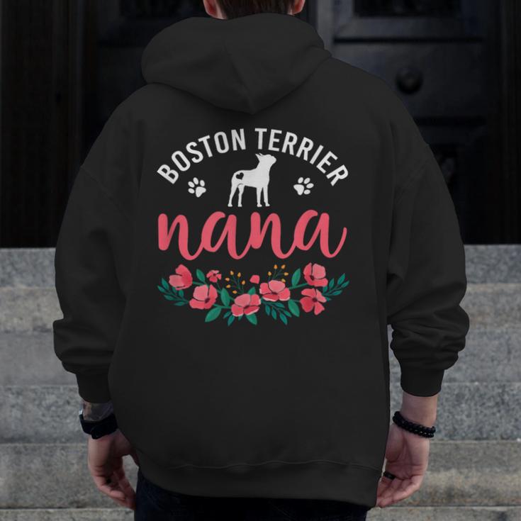 Boston Terrier Grandma Nana Dog Lover Christmas Men Zip Up Hoodie Back Print, Boston Terrier Christmas Gifts, funny design