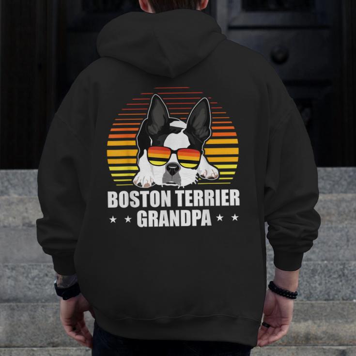 Boston Terrier Grandpa Dog Owner Boston Terrier Men Zip Up Hoodie Back Print, funny design
