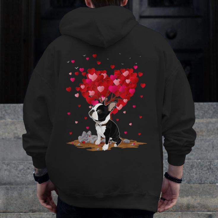 Boston Terrier Lover Heart Shape Boston Terrier Valentine Men Zip Up Hoodie Back Print, funny design