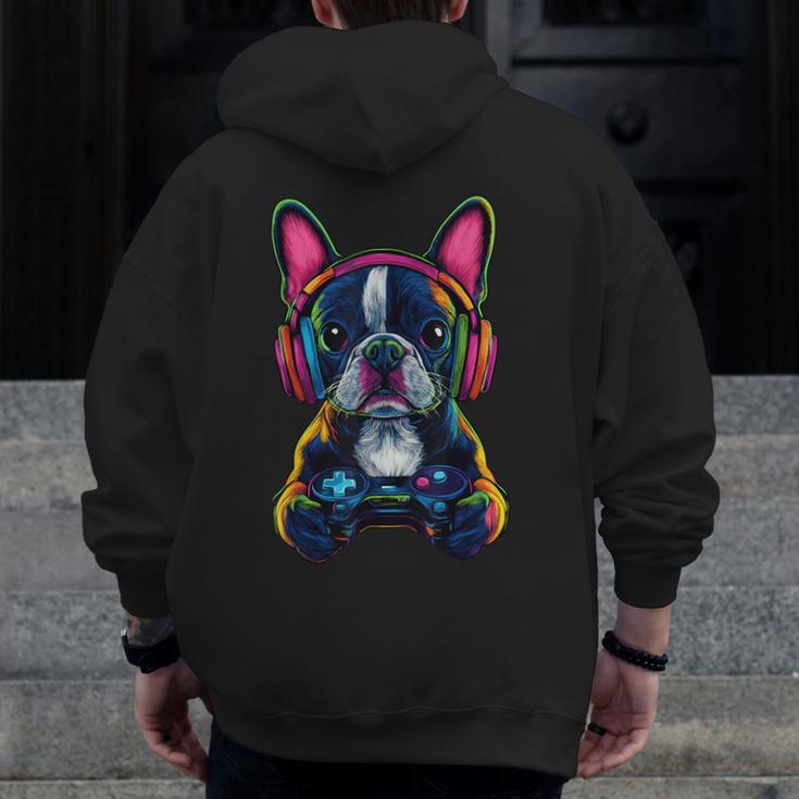 Boston Terrier Lovers Gaming Headphones Boston Terrier Men Zip Up Hoodie Back Print, funny design