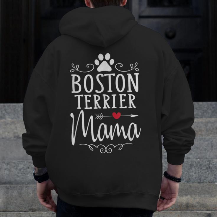 Boston Terrier Mama Boston Terrier Lover Shirt Men Zip Up Hoodie Back Print, funny design
