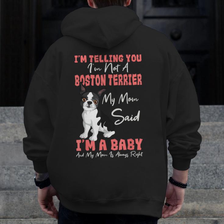 Boston Terrier Mom American Gentleman Dog Lover Mother's Day Men Zip Up Hoodie Back Print, Couple Gifts, Mom Gifts, Boston Terrier Mom Gifts, American Boston Terrier Gifts, funny design