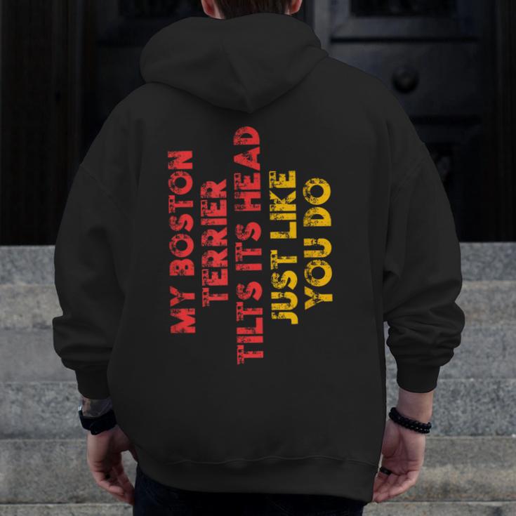 Boston Terrier Mom Dad Dog Lover Owner Women Men Men Zip Up Hoodie Back Print, Couple Gifts, Mom Gifts, Boston Terrier Dad Gifts, Boston Terrier Mom Gifts, funny design
