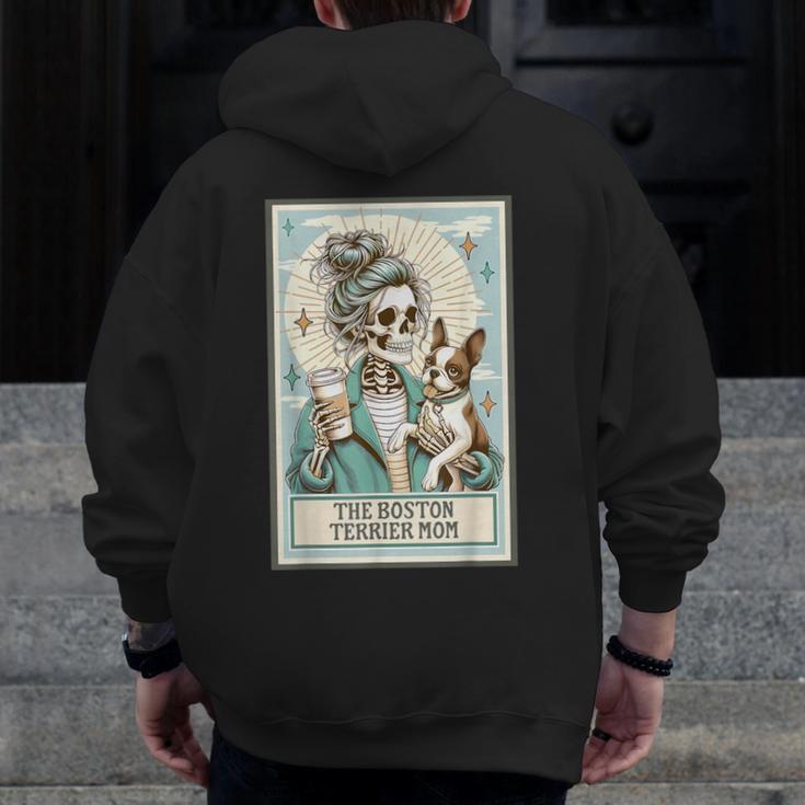Boston Terrier Mom Skeleton Tarot Card Witch Vibes Dog Mom Men Zip Up Hoodie Back Print, Couple Gifts, Mom Gifts, Boston Terrier Tarot Gifts, Boston Terrier Mom Gifts, funny design