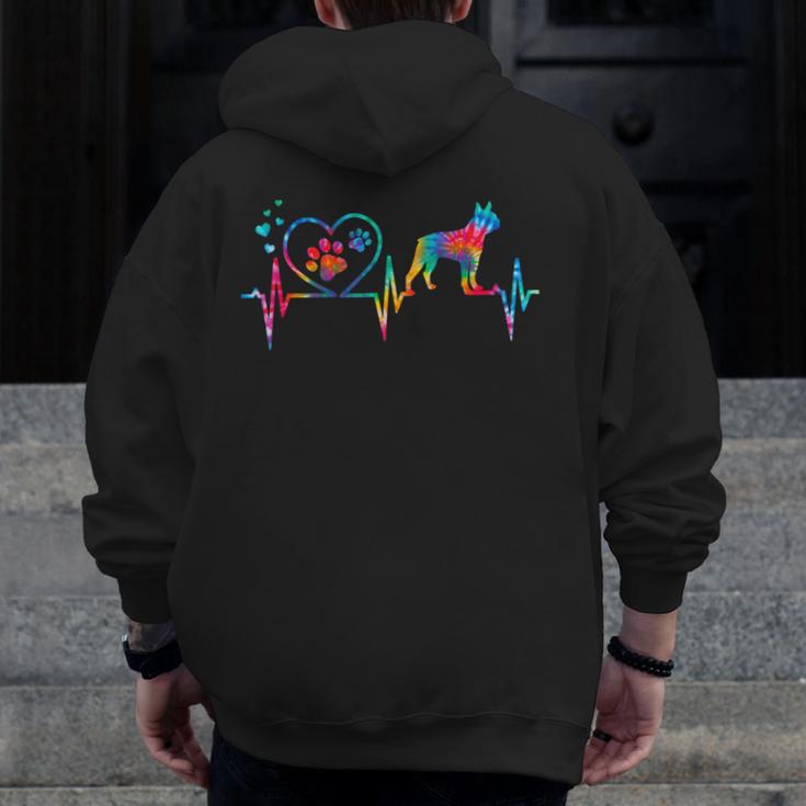 Boston Terrier Tie Dye Heartbeat Love Dog Men Women Men Zip Up Hoodie Back Print, funny design