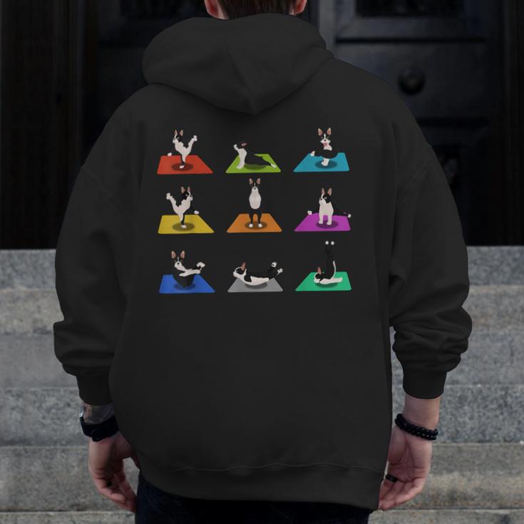 Boston Terriers Yoga Asana Pose And Meditation Men Zip Up Hoodie Back Print, funny design