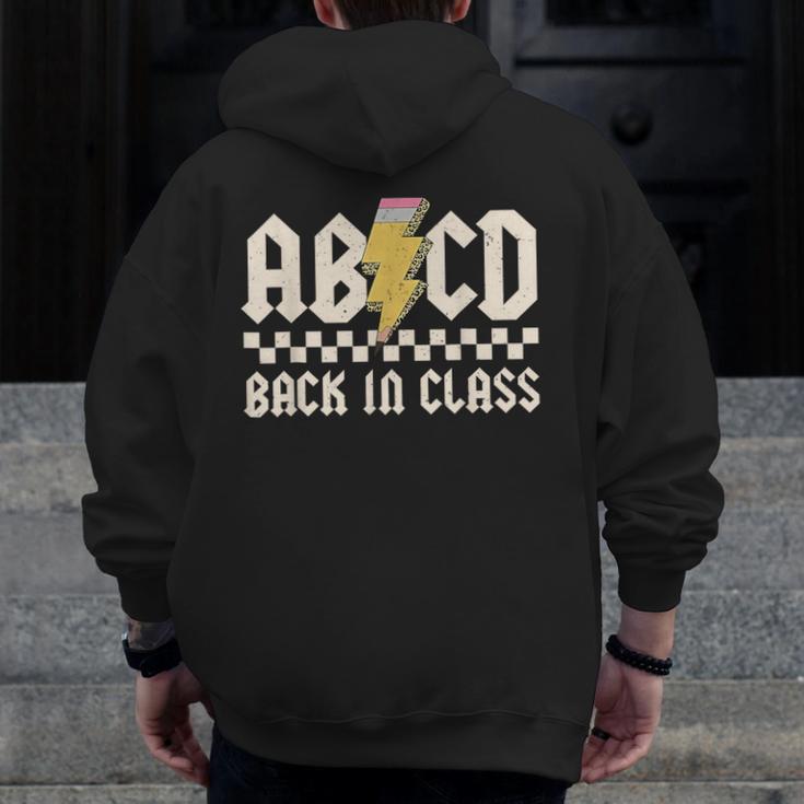 Boys Girls Teachers Rock Back To School ABCD Back In Class Men Zip Up Hoodie Back Print, funny design